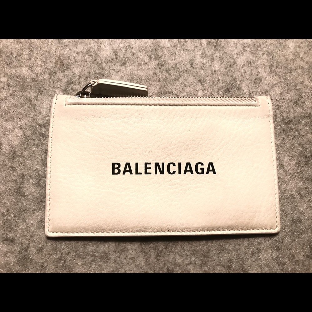 Balenciaga White Multi Card Case Wallet Unisex